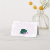 エメラルドグリーンパープル花結婚植物薬 プレイスカード (裏面)
