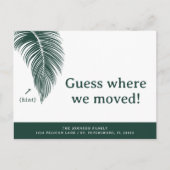 エメラルドグリーンパームリーフおもしろいフロリダ新しいアドレス 案内ポストカード (正面)