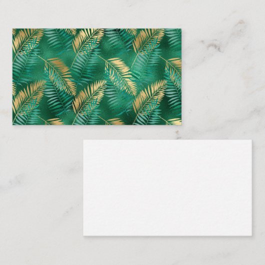 エメラルドグリーンパームリーフブライトゴールデンジャングル 名刺 (正面/裏面)