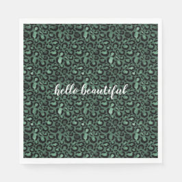 エメラルドグリーンヒョウ柄 スタンダードランチョンナプキン