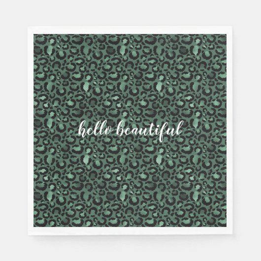 エメラルドグリーンヒョウ柄 スタンダードランチョンナプキン (正面)