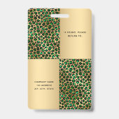 エメラルドグリーンヒョウ金ゴールド写真美しい バッジ (Back)