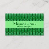 エメラルドグリーンビジネスアールデコ羽模様 名刺 (正面)