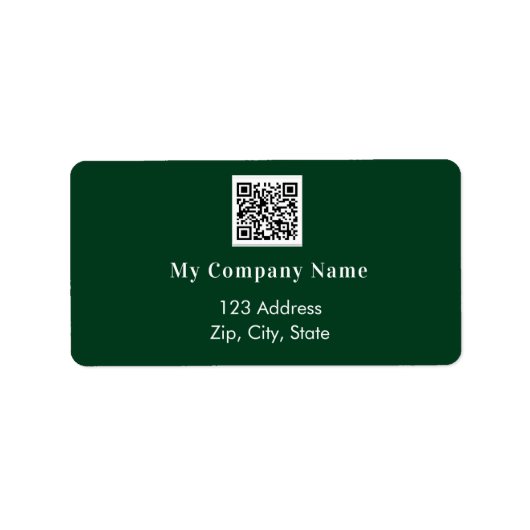 エメラルドグリーンビジネスqrコード差出人住所 ラベル (正面)