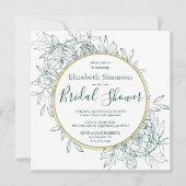 エメラルドグリーンピオントワモダンイルブライダルシャワー 招待状 (正面)