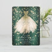 エメラルドグリーンピンクピーチドレススウィート16パーティー 招待状 (スタンド正面)