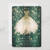 エメラルドグリーンピンクピーチドレススウィート16パーティー 招待状 (正面)