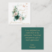 エメラルドグリーンピンクフローラありがとう ノートカード (正面/裏面)