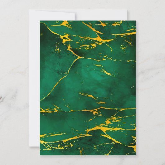 エメラルドグリーンピンク牡丹バラブランチとバブリー 招待状 (裏面)