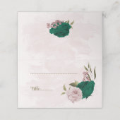 エメラルドグリーンピンク花結婚植物体 プレイスカード (外部開封)