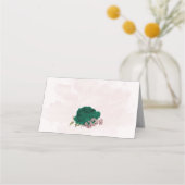 エメラルドグリーンピンク花結婚植物体 プレイスカード (裏面)