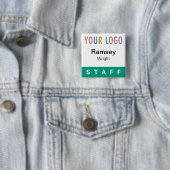 エメラルドグリーンピンバックスタッフバッジロゴスクエア名 缶バッジ (インサイチュ)