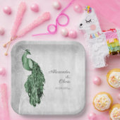 エメラルドグリーンピーコックウェディングシャワー紙プレート ペーパープレート (パーティー)