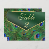 エメラルドグリーンピーコックテーブル番号カード ポストカード (正面/裏面)