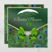 エメラルドグリーンピーコックブライダルシャワー招待状 招待状 (正面/裏面)