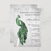 エメラルドグリーンピーコックブライダルシャワー招待 招待状 (正面/裏面)