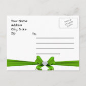 エメラルドグリーンピーコック日付はがきを保存 案内ポストカード (裏面)