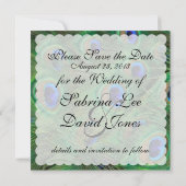 エメラルドグリーンピーコック日付を保存 セーブザデート (裏面)