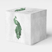 エメラルドグリーンピーコック結婚式の引き出物ボックス フェイバーボックス (正面サイド)