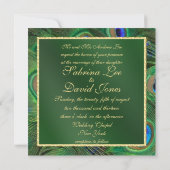エメラルドグリーンピーコック結婚式招待状 招待状 (裏面)