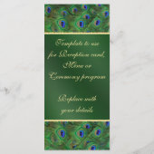 エメラルドグリーンピーコック結婚式 プログラムラックカード プログラム (裏面)