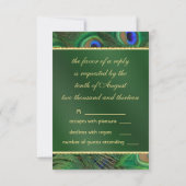 エメラルドグリーンピーコックRSVP 出欠カード (裏面)