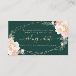 エメラルドグリーンピーチ金ゴールド結婚フローラのサイト エンクロージャーカード