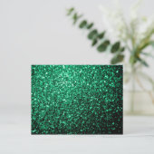 エメラルドグリーンフェイクグリッターキラキラ ポストカード (スタンド正面)