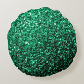 エメラルドグリーンフェイクグリッターキラキラ ラウンドクッション (裏面)