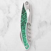 エメラルドグリーンフェイクグリッタースパークルスモノグラム ソムリエナイフ (裏面)