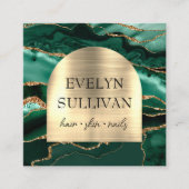 エメラルドグリーンフェイクゲート箔アーチ名刺 スクエア名刺 (正面)