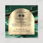 エメラルドグリーンフェイクゲート箔アーチ名刺 スクエア名刺 (裏面)