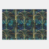 エメラルドグリーンフェイクフォレストステンドグラス模様 ラッピングペーパーシート (正面2)