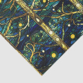 エメラルドグリーンフェイクフォレストステンドグラス模様 薄葉紙 (詳細)