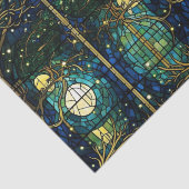 エメラルドグリーンフェイクフォレストステンドグラス模様 薄葉紙 (詳細)