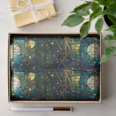 エメラルドグリーンフェイクフォレストステンドグラス模様 薄葉紙 (ギフト)