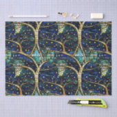 エメラルドグリーンフェイクフォレストステンドグラス模様 薄葉紙 (クラフト)