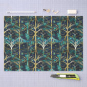 エメラルドグリーンフェイクフォレストステンドグラス模様 薄葉紙 (クラフト)