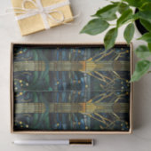 エメラルドグリーンフェイクフォレストステンドグラス模様 薄葉紙 (ギフト)