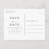 エメラルドグリーンフォトビーチ結婚式日付の保存 案内ポストカード (裏面)