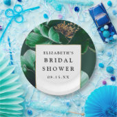 エメラルドグリーンフラワーエレガントモダン ブライダルシャワー ペーパープレート (パーティー)