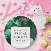 エメラルドグリーンフラワーエレガントモダン ブライダルシャワー ペーパープレート (パーティー)