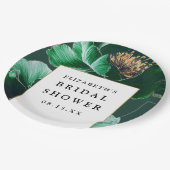 エメラルドグリーンフラワーエレガントモダン ブライダルシャワー ペーパープレート (アングル)