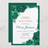 エメラルドグリーンフラワーキンセアニェラ 招待状 (正面/裏面)