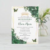 エメラルドグリーンフラワーズフローラキンセアニラバタフライ 招待状 (スタンド正面)