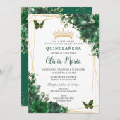 エメラルドグリーンフラワーズフローラキンセアニラバタフライ 招待状 (正面/裏面)