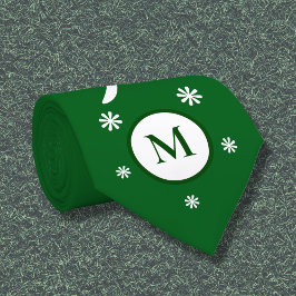 エメラルドグリーンフラワーパワーモノグラムネックタイ ネクタイ