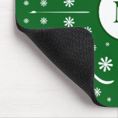 エメラルドグリーンフラワーパワーモノグラムマウスパッド マウスパッド (コーナー)