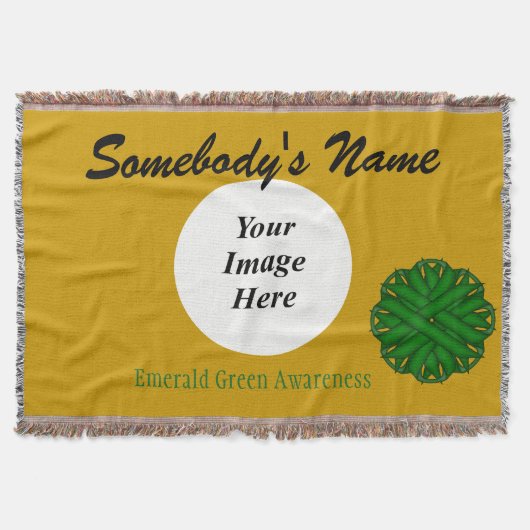 エメラルドグリーンフラワーリボンテンプレートby K Yoncich スローブランケット (正面)