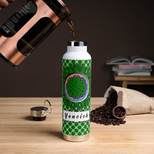 エメラルドグリーンフラワーリボンby Kenneth Yoncich ウォーターボトル (コーヒー)